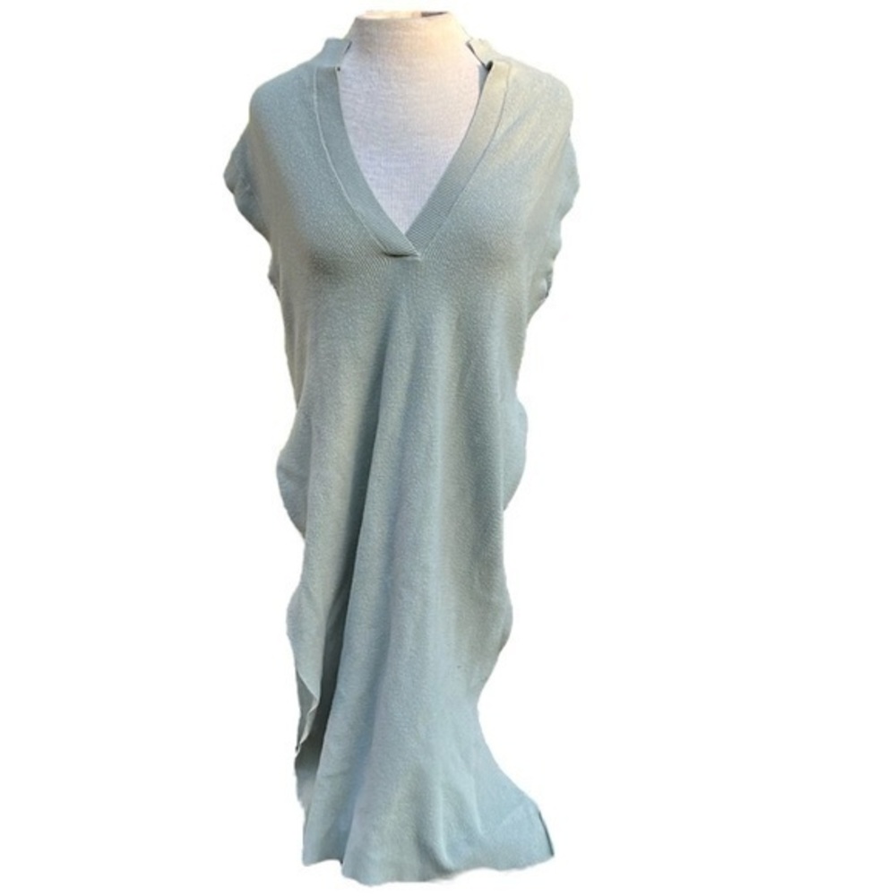 Zara Light Green Sleeveless tunic ribbed sweater material size small v neck